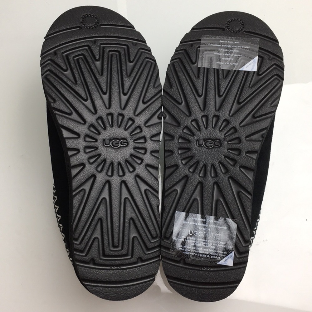 Ugg Tasman Black Suede Sheepskin Slippers Loafers - Picture 6 of 8